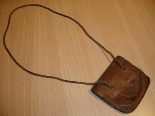 Ww2 Leather Bag For Id Disk / Dog Tag From Afrikakorps Desert Soldier,  Rare