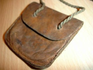 WW2 LEATHER BAG FOR ID DISK / DOG TAG FROM AFRIKAKORPS DESERT SOLDIER,  RARE 3