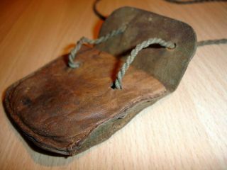 WW2 LEATHER BAG FOR ID DISK / DOG TAG FROM AFRIKAKORPS DESERT SOLDIER,  RARE 5