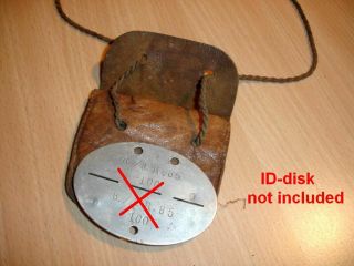WW2 LEATHER BAG FOR ID DISK / DOG TAG FROM AFRIKAKORPS DESERT SOLDIER,  RARE 6