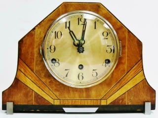 Antique English 8 Day Art Deco Style Musical Westminster Chime Mantel Clock