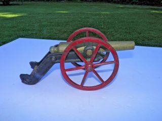 Great Civil War Period Signal Cannon Cast Iron Carriage With Brass Barrel