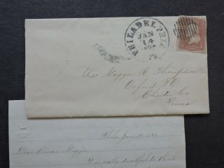 1864 Philadelphia Pa Fancy Cover,  4pg Letter Civil War Era Uss Navy Ships L@@k