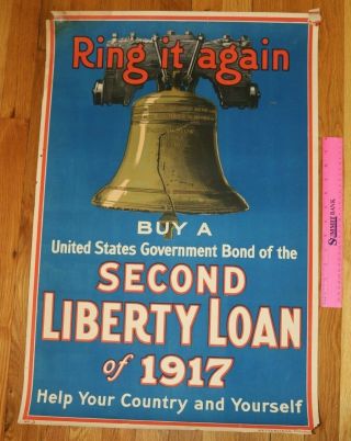 WWI U.  S.  Government War Bond Poster 2nd Liberty Loan of 1917 10