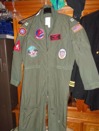 Maverick Top Gun Flight Suit Aviator Halloween Costume With Patches Size 42 Long