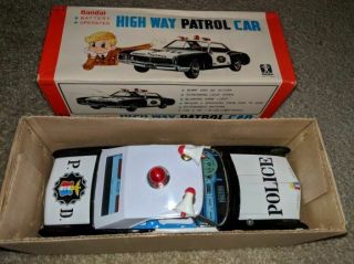 Vintage 1965 Buick Riviera Highway Patrol Bandai Tin Toy Car 3