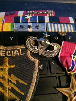 BRONZE STAR WITH COMBAT V RIBBONS SPEC FORCES PATCH /JUMP WINGS /FROM THE NAM 6