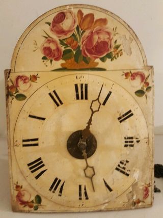 Antique 19th C.  German Victorian Wag On Wall Clock with Hand Painted Dial c.  1830 3