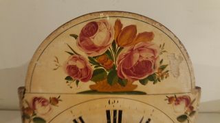 Antique 19th C.  German Victorian Wag On Wall Clock with Hand Painted Dial c.  1830 5
