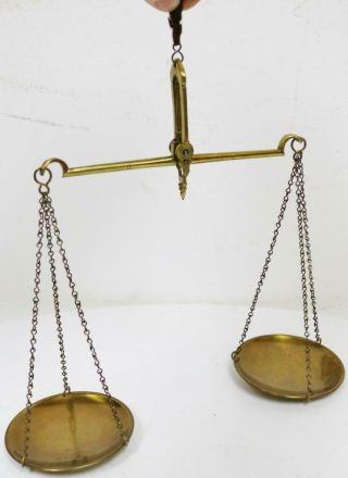 Antique Brass Apothecary Weighing Scales With Weights