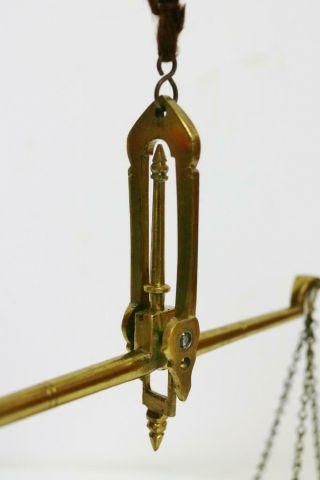 Antique Brass Apothecary Weighing Scales With weights 5