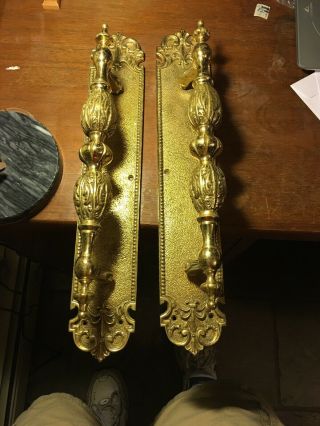 Large Ornate Cast Brass Door Handle/pull/shop/bar