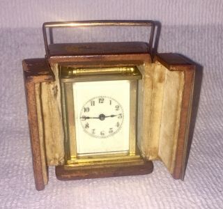 Miniature Waterbury Carriage Clock & Case.  Ptd.  1905.  Good Bevel Glass.  S&h