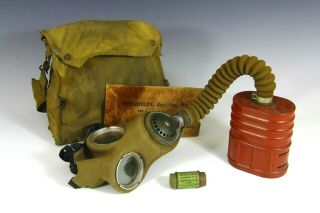 Ww2 British Mk4 Gas Mask Respirator 1941 - Complete With Case,  Anti Dimming,