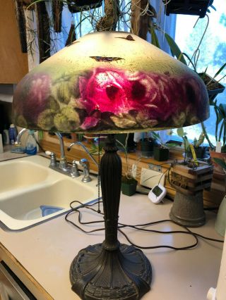 Antique Chipped Ice Reverse - Obverse Painted Lamp