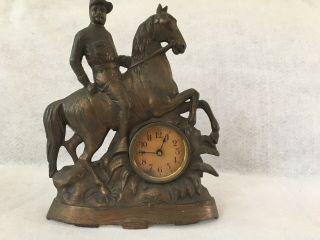 Theodore Teddy Roosevelt Figural Cast Iron Clock 1900 - 1904 5