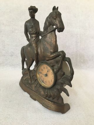 Theodore Teddy Roosevelt Figural Cast Iron Clock 1900 - 1904 6