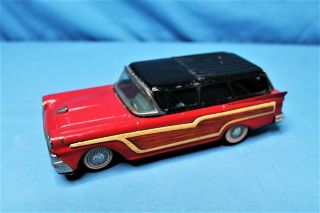 Rare Bandai 1958 Ford Country Squire Station Wagon Tin Litho Friction Toy Car