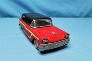 Rare Bandai 1958 Ford Country Squire Station Wagon Tin Litho Friction Toy Car 2