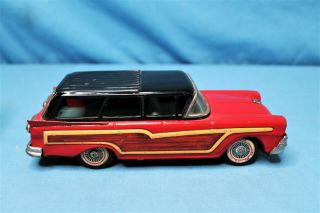 Rare Bandai 1958 Ford Country Squire Station Wagon Tin Litho Friction Toy Car 3