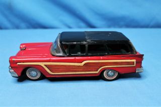 Rare Bandai 1958 Ford Country Squire Station Wagon Tin Litho Friction Toy Car 5