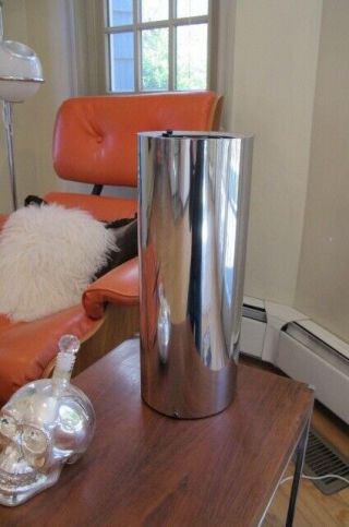 Vintage 1970s Kovacs Mid - Century Modern Chrome Cylinder Can Table Lamp Light