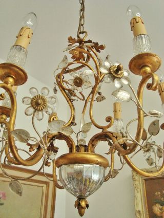 VINTAGE MAISON BAGUES CHANDELIER CIRCA 1940 FLOWERS & LEAVES LUSTRE 6