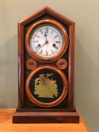 Antique Ingraham Mantle Clock W/ Pendulum & Key - Run & Chimes On The Hour