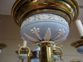 Antique Petite 5 - light English Wedgwood Neoclassical Chandelier Light Fixture 4
