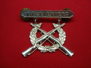 Usmc Rifle Expert Badge - Post Wwii - H&h Sterling Silver - One