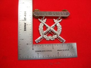USMC RIFLE EXPERT BADGE - POST WWII - H&H STERLING SILVER - ONE 2