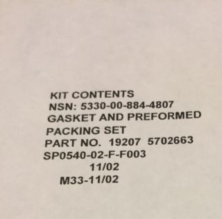 INJECTION PUMP GASKET SET M54A2 M35A2 2 1/2 & 5 TON 5702663 NSN 5330 - 00 - 884 - 4807 3