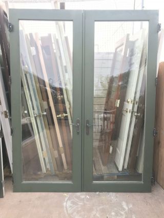 Vintage French Doors (pair) 35 3/4 " X93 " With Glass And Hardware Pick Up