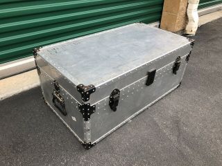 Vintage Military Issue Aluminum Travel Chest Foot Locker Euc Officers Chest