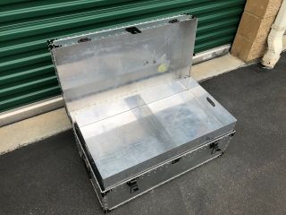 Vintage Military Issue Aluminum Travel Chest Foot Locker EUC Officers Chest 2