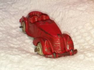 Vintage 1930s Arcade Cast Iron Convertible Car MARKED 3 1/2 