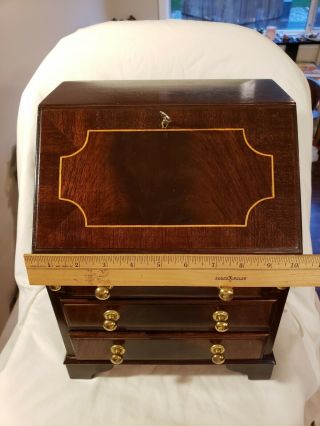 18th or 19th Cent Antique English Inlaid Wood Dresser Writing Box 12