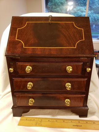 18th Or 19th Cent Antique English Inlaid Wood Dresser Writing Box
