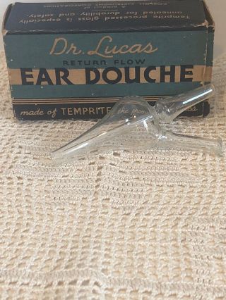 Antique Dr.  Lucas Return Flow Temprite Glass Ear Douche Ear Wax Removal
