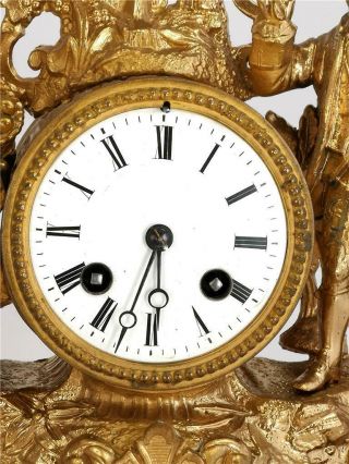 French Antique Mantle Clock 19th C Gilt Metal Figural 8Day By Japy Freres 4