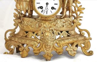 French Antique Mantle Clock 19th C Gilt Metal Figural 8Day By Japy Freres 9
