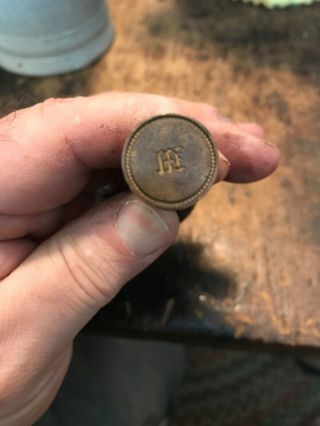 18th Century Rev War Period Brass & Black Ebony Handle Engraved Wax Seal 1780’s 11