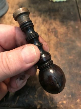 18th Century Rev War Period Brass & Black Ebony Handle Engraved Wax Seal 1780’s 4