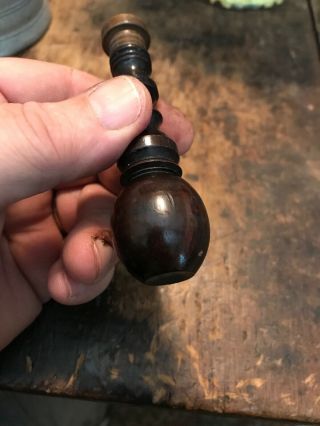 18th Century Rev War Period Brass & Black Ebony Handle Engraved Wax Seal 1780’s 6