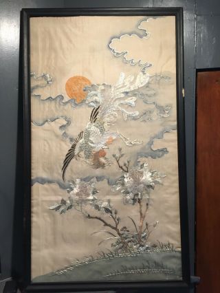 Antique Chinese Silk Hand Embroidery Qing Dynasty Textile Rare Birds Butterflies