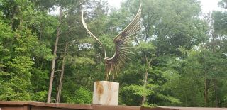 Signed 1977 CURTIS JERE Bird Sculpture EAGLE TAKING FLIGHT mid - century modern 11