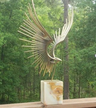 Signed 1977 Curtis Jere Bird Sculpture Eagle Taking Flight Mid - Century Modern
