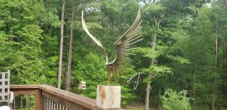 Signed 1977 CURTIS JERE Bird Sculpture EAGLE TAKING FLIGHT mid - century modern 2