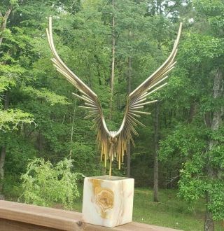 Signed 1977 CURTIS JERE Bird Sculpture EAGLE TAKING FLIGHT mid - century modern 3