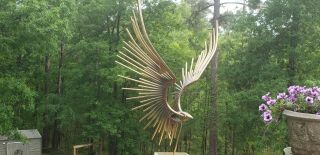 Signed 1977 CURTIS JERE Bird Sculpture EAGLE TAKING FLIGHT mid - century modern 4